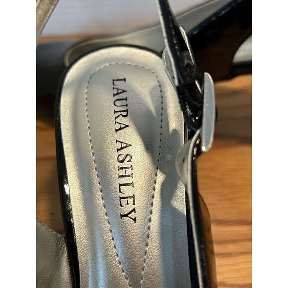 Laura Ashley Heels Womens 7M Faith Casual Slingback Pumps Black Faux Leather - Picture 6 of 11